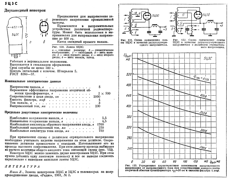 5Ц3С NEW & TESTED =5U4G 5C3S Full-Wave Vacuum Rectifier Tube 